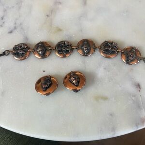 Source Unknown Copper Tone Bracelet and Earring Set